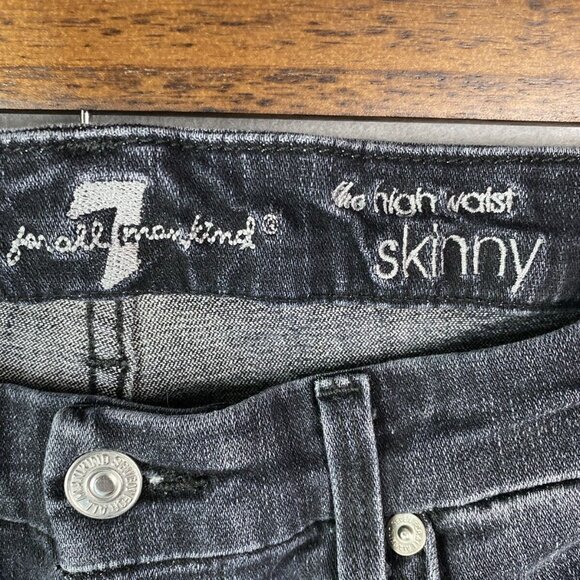 7 for all mankind Women's 28 x‎ 26 The High Waist Skinny Ankle Jeans Button Fly - Picture 3 of 11